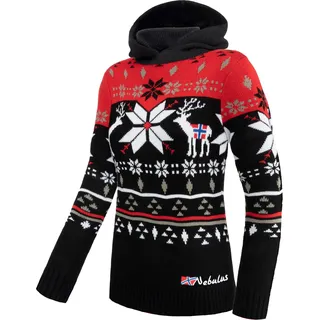 Nebulus Damen Pullover NORJAN, Warmer Hoody, schicker Pullover im Norweger-Style, rot - L/40 - L