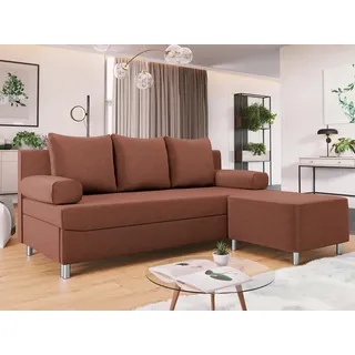 Mirjan24 Schlafcouch mit Bettkasten 3-Sitzer Rosa