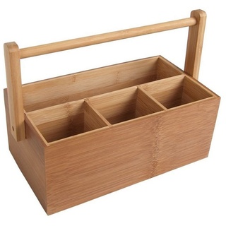 BURI Aufbewahrungsbox Bambus-Organizer Utensilienbox Stiftebox Besteckkasten Schreibtisch braun