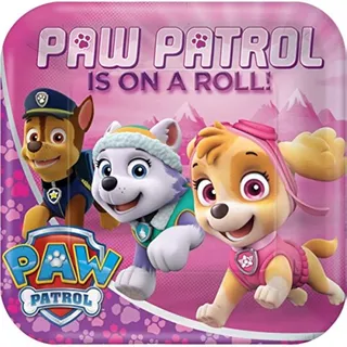 amscan 8 Partyteller * PAW Patrol PINK * für einen Mädchen-Kindergeburtstag und Motto-Party // Kinder Geburtstag Girl Teller