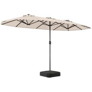 Costway Doppelsonnenschirm 400 x 200 cm Beige/Schwarz