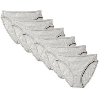 Amazon Essentials Damen Unterhosen aus Baumwoll-Stretch, Hoch Geschnittenes Bikini-Höschen, 6er Pack, Medium Grey Heather 6 Stück, XL Große Größen