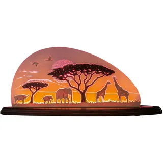 weigla - Schwibbogen original Erzgebirge I Motiv Safari I Dekoleuchte I LED-Lichterbogen I Größe 47 x 20 x 8,2 cm I Inklusive Beleuchtung I Deko innen I aus Holz & Acryl