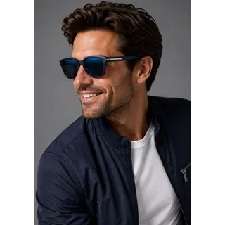 MAN'S WORLD Sonnenbrille MAN'S WORLD, Herren, marine, verspiegelt, Sonnenbrillen Sonnenbrille, sportlich-modischer Stil, Trapez-Vollrandrahmen, Filterkategorie 3