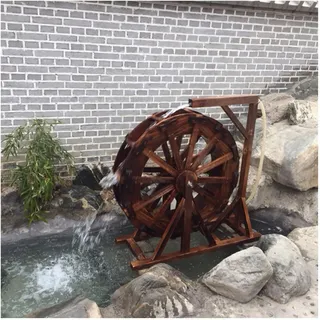 XTGDIEM Garten-dekoratives Wasserspiel, Holz-Wasserrad-Brunnen, Wasserfall-Rad-Brunnen, Retro-rustikales Dekoratives Wasserrad for Garten-Aquarium, Teich (Size : 30cm(11.8inch))
