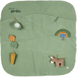 Sterntaler Krabbeldecke Esel Emmilius mit Quietsche, Knisterpapier, Rassel und Spiegelfolie, Baby Activity Decke, grün, Größe 100 x 100 cm, ab Geburt
