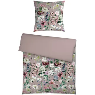 Esposa Wendebettwäsche, Taupe, Textil, Blume, 155x220 cm, pflegeleicht, hautfreundlich, Schlaftextilien, Bettwäsche, Bettwäsche, Übergrößen-Bettwäsche
