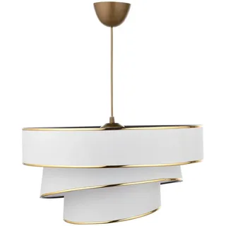 P & B Hängeleuchte, Weiß, Gold, Metall, Kunststoff, Textil, zylindrisch,zylindrisch, 72 cm, Lampen & Leuchten, Innenbeleuchtung, Hängelampen, Pendelleuchten