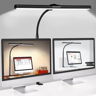 Schreibtischlampe LED Dimmbar - Schreibtisch Lampe Klemmbar Augenschutz Tischlampe Monitor Buero Desk Schwanenhals Klemmleuchte 5 Farbtemperatur 5 Helligkeitsstufen Architektenlampe