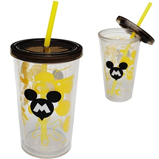 XL großer - Trinkbecher/Becher - Disney - Mickey Mouse - mit Strohhalm & Deckel - BPA frei - Tritan - 500 ml - doppelwandig - Kunststoff Plastik - durchsich..
