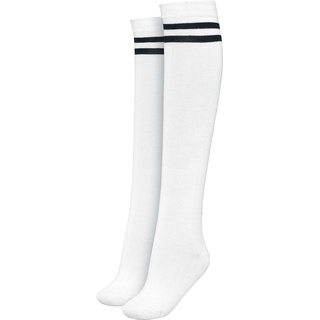 Urban Classics Kniestrümpfe - Ladies College Socks - EU36-39 bis EU40-42 - für Damen - Größe EU 40-42 - weiß/schwarz - EU 40-42