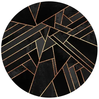 Bilderdepot24 Teppich Vinyl Wohnzimmer Schlafzimmer Flur Küche Muster Abstrakt, rund - schwarz glatt, nass wischbar (Küche, Tierhaare) - Saugroboter & Bodenheizung geeignet schwarz 240 cm x 240 cm