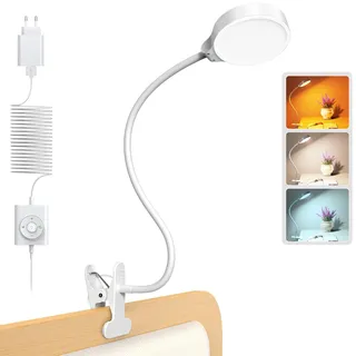 Glocusent 5W Leselampe Bett, 36 LED Augenschonende Klemmlampe Bett | Klemmleuchte mit 30-Min Timer, Flexibler Schwanenhalsideal für Kopfende, Schreibtisch, Regal, Lesen, Lernen, Arbeit, Handwerk