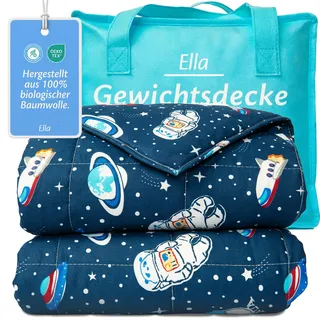 Ella Gewichtsdecke Kinder 2,4 kg Therapiedecke 90x120 cm | Schwere Decke für besseren Schlaf - Ideal als Einschlafhilfe, Therapiedecke und Beschwerungsdecke für Kinder - Space