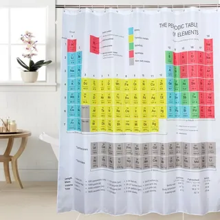 Duschvorhang Mit Periodensystem-motiv – Maschinenwaschbar, Dickes Polyester