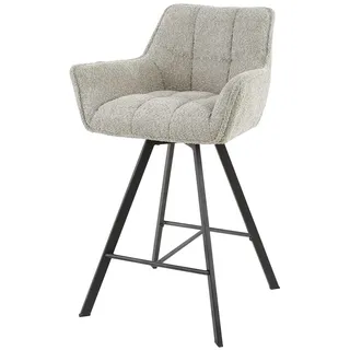 Barhocker Spinras 2er-Set Boucle, modern mit Armlehne und Drehfunktion, sandfarben, bequem gepolstert
