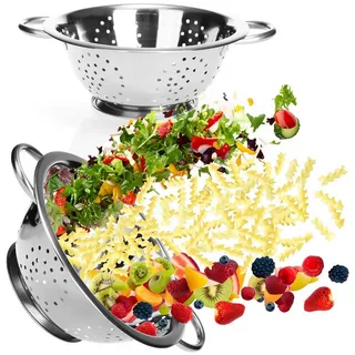 com-four Küchensieb klassisches Nudelsieb, (2-St), rundes Abtropfsieb zum Waschen von Obst, Gemüse und Salat