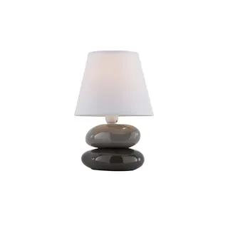 levelone Tischlampe grau mit Keramikfuß, Stoffschirm , mehrfarbig , Maße (cm): H: 23  Ø: 15