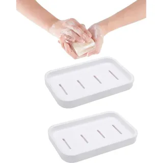 2-teiliges Seifenschalen-set, Seifenhalter, Doppelwandige Seifenschale, Wasserdichter Seifenhalter Aus Kunststoff, Seifensparer Für Dusche, Lässt Seife Ablaufen Und Hält Sie Trocken, Für Badewanne, Kü
