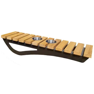 Design Getränkehalter für Waldsofa Traumliege Sonnenliege Relaxliege Gartenliege Himmelsliege Wellnessliege Saunaliege mit Edelstahleinsätzen (Getränke, Holz)