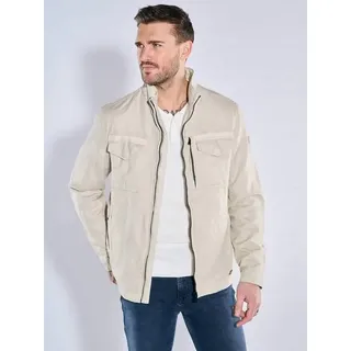 emilio adani Herren Jacke mit Leinenanteil Weiß slim fit uni Stehkragen - 54