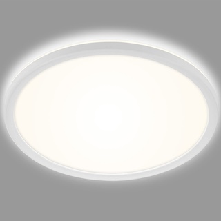 BRILONER Leuchten – LED Bad Deckenleuchte mit Backlight, IP44 LED Badezimmerlampe, ultraflach, neutralweißes Licht, Weiß, 420x35 mm (DxH), 3643-416