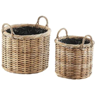 Kobolo Pflanzkorb 2er Set  rund  grau