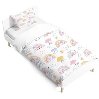 Omgoods – Regenbogen-Mädchen-Bettwäsche-Set – Bettbezug 140x200 cm mit Kissenbezügen 65x65 cm