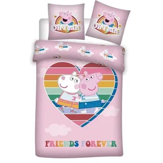 Peppa Pig Bettwäsche Peppa Wutz Kinder Bettwäsche Mikrofaser 2tlg Set, Mcrofaser, 2 teilig, Deckenbezug 135-140x200 cm Kissenbezug: 63X63 cm bunt