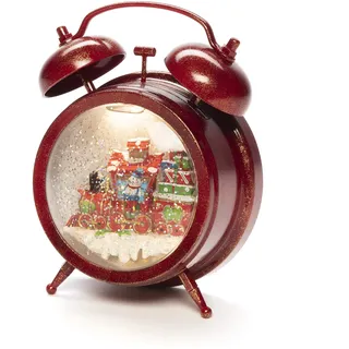 Konstsmide LED Wecker mit Schneemann und Zug, wassergefüllt, mit 5h Timer, mit 8 klassischen Weihnachtsliedern, 1 warm weiße Diode, batteriebetrieben, Innen - 4374-550