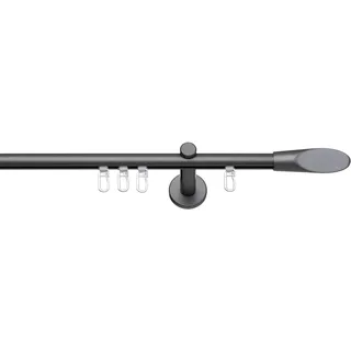 INDEKO Gardinenstange Innenlaufgarnitur 1-läufig Ø 16 mm 240 cm Grau/Schwarz