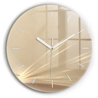 Tulup Wanduhr Glasuhr Abstraktes Licht Runde Moderne Uhr aus Gehärtetem Glas weiß 60 cm x 60 cm