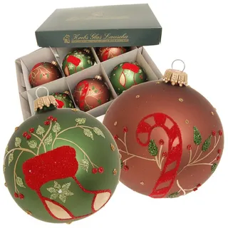 Krebs Glas Lauscha Weihnachtskugeln Zuckerstangen 6-tlg. 8cm