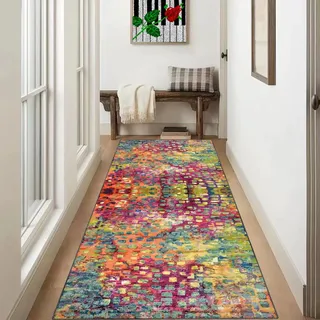 Teppich Läufer Flur Lang 100 x 200 cm Teppichläufer Flur rutschfest Küchen Teppiche Läufer Waschbar Küchenläufer Flurläufe Fußmatte Küchenteppich Waschküche Wohnzimmer Schlafzimmer Runner Teppich