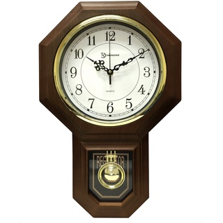 Timekeeper 43,2 cm Essex Westminster Faux Holz Pendel Wanduhr w/Glas Gesicht, Walnuss, walnuss, 17.5" x 11.25"
