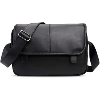 FANDARE Neu Umhängetasche Herren Schultertasche PU Männerhandtasche Laptoptasche Messenger Bag Arbeitstaschen Businesstasche Ordner Arbeit Reise Sport Schulranzen Kuriertasche Collegetasche Schwarz