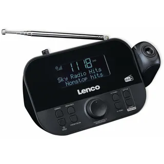 Lenco CR-615 DAB+ Projektionswecker - Digitales Uhrenradio mit DAB+ und PLL FM - 30 Senderspeicher - zwei Weckzeiten - 180-Grad-Projektor - 3,5mm Anschluss - schwarz