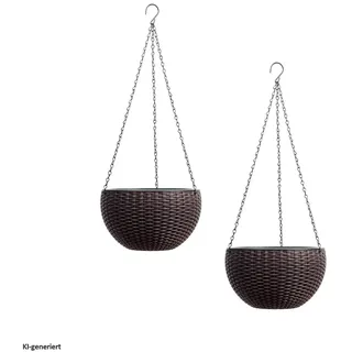 Hti-Living Nessa 2er Set Blumenampel Rattanoptik 0 x 0 x 0 cm Braun