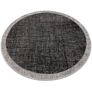 Rugsx - Teppich Sizal Floorlux 20401 Rahmen Kreis Schwarz / Silber Black Rund 160 Cm