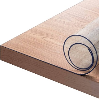 Woltu Tischdecke (1-tlg), 2 mm Wasserdicht Durchsichtige Tischfolie aus PVC weiß 70 cm x 110 cm