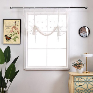 SIMPVALE 1 Stück Raffrollo mit Schmetterlings-Stickerei - Tüll-Voile Sheer Gardinen - Durchsichtige Raffgardinen für Wohnzimmer Schlafzimmer Kinderzimmer Küche Balkon Badezimmer, Rosa, 80x120cm