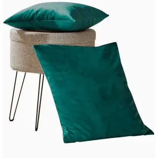 Weckbrodt Dekokissen Valentin, Samt-Optik, Velour, Unifarben, Kissenhülle ohne Füllung grün 40 cm x 40 cm