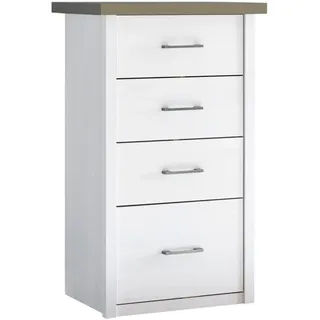 Kommode Lund-78, Landhaus Stil, In Pinie Weiß Nb./trüffel Eiche Nb., B/h/t: Ca. 60/101/43 Cm