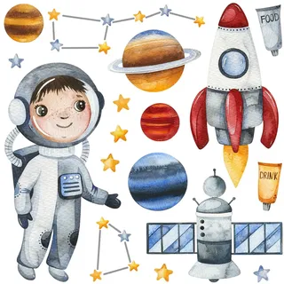 WANDAUFKLEBER 80x107cm - Kleiner Astronaut