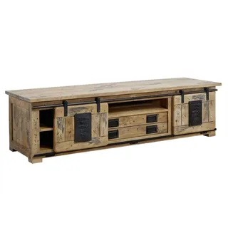 Massivmoebel24 Railway TV-Lowboard 180x50x55 cm Beige/Massivholz