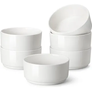 MALACASA Müslischalen 780ml LEAH Weißes Porzellan Schüssel 6er Set | Suppenschalen Salatschüssel Frühstücksschalen für Suppe/Salat/Nudeln, spülmaschinenfest, mikrowellengeeignet