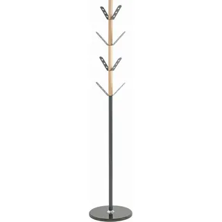 Kleiderständer, Anthrazit, Natur, Schwarz, Holz, Metall, Stein, Buche, massiv, 37x179x37 cm, standfeste Füße, Garderobe, Garderobenständer
