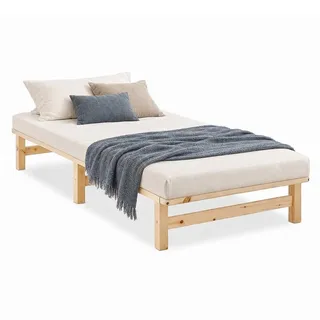 Homestyle4u Palettenbett 90 x 200 cm Braun