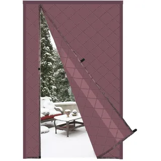 Risareyi Seitliche Öffnung Magnet Wärmeschutzvorhang Tür 110x210cm, Braun | Thermo Türvorhang Kälteschutz, aus Oxford-Stoff, Polyester-Füllung, Wasserdicht Winddicht, Kälteschutzvorhang für Balkontür