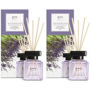 ipuro - Essentials Raumduft Lavender Touch 50ml | Raumerfrischer mit Lavendel, Zitrus, Blüten, Minze & Moschus Duft Aroma | Diffuser mit Stäbchen | Lufterfrischer für die Wohnung (Packung mit 2)